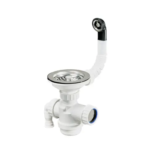 Vidage manuel complet Diam90, pour évier 1 cuve, trop plein rond - (Moderna)
