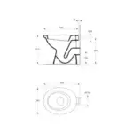 Cuvette 38x52,5cm porcelaine, sortie horizontale D102mm blanc - ESCULAPE (Porcher) – Image 2