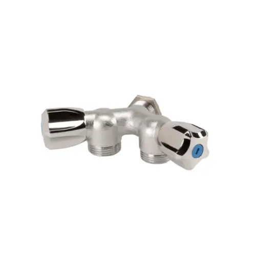 Robinet machine à laver laiton double mâle Y mâle avec écrou 1/2'' 1/2'' - (Sferaco)