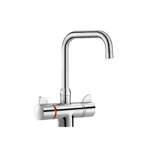 Mitigeur évier thermostatique, bicommande SECURITHERM, bec orientable – (Delabie)