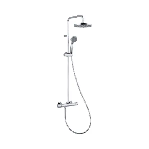Système douche thermostatique NF chromé pomme ronde ABS diamètre 200 mm - MIZU (Thewa)