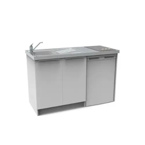 Meuble bas, 140 cm, 2 portes + niche pour réfrigérateur 55 cm – CLASSIK (Moderna)