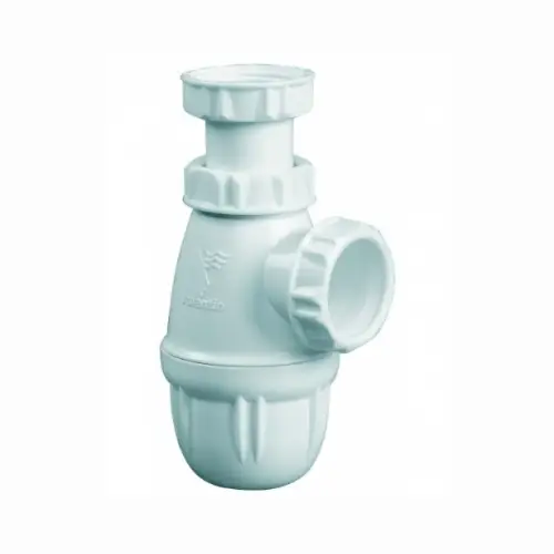 Siphon de lavabo réglable 50/106 mm, entrée 1''1/4, sortie D. 32 mm, NF, plastique blanc - (Valentin)