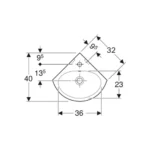 Lave-mains d'angle, Largeur 45.5cm, Profondeur 40cm, Blanc - BASTIA (Geberit) – Image 2