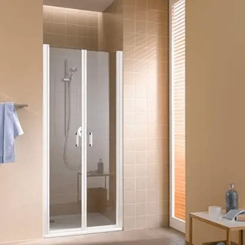 Porte de douche à 2 battants, PTD 08020 2PK, Blanc, Verre clair traité anticalcaire - CADA XS (Roth)