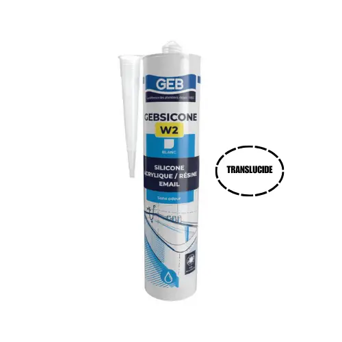 Mastic silicone pour joint sanitaire, Cartouche 310 ml Translucide - GEBISCONE W2 (Geb)