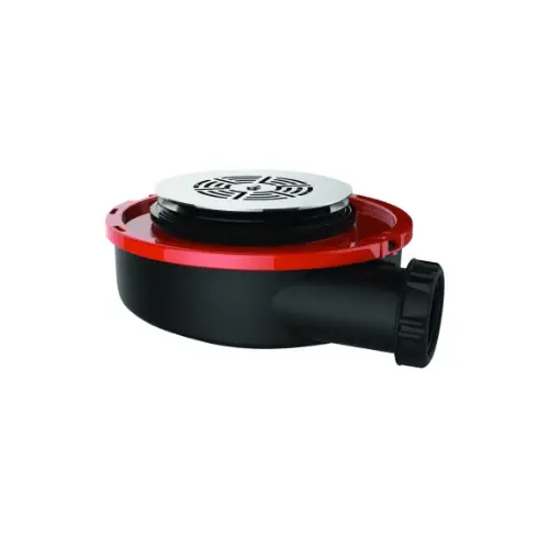 Bonde de douche pour receveur D90, ultra-rapide et extra-plate, grille ronde, sortie H, inox - FLUSH 44 (Valentin)