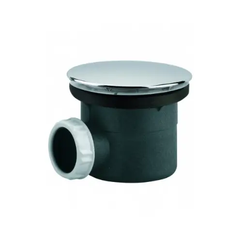 Bonde de douche pour receveur D. 90 mm, capot ABS serti inox D. 116 mm, sortie horizontale D. 40 mm, NF, chromé - (Valentin)