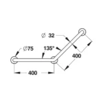 Barre d'appui coudée à 135, D32 mm, acier, finition époxy blanc – (Presto) – Image 2