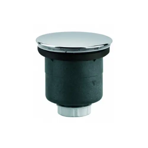 Bonde de douche D. 90 mm, capot rond D. 117 mm, joint autofix, sortie verticale à visser ou coller, NF, inox – (Valentin)