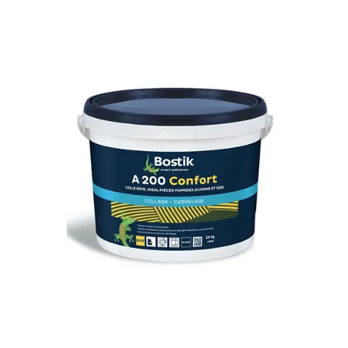 Colle carrelage en pâte, Blanc, prêt à l'emploi, améliorée D2ET - A 200 CONFORT (Bostik)