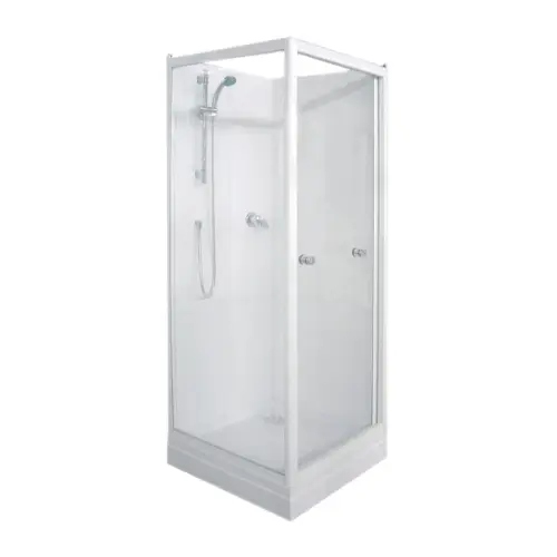 Cabine de douche, 80 x 80 cm, Avec porte, Mi- coulissante, Mi-pivotante interieur - PRIMEO (Alterna)